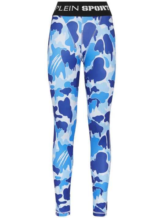 Camouflage-Print Logo-Waistband Leggings