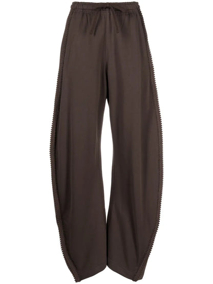 Embroidered-Trim Cotton Track Pants