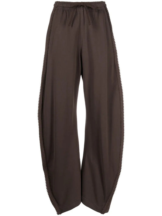 Embroidered-Trim Cotton Track Pants