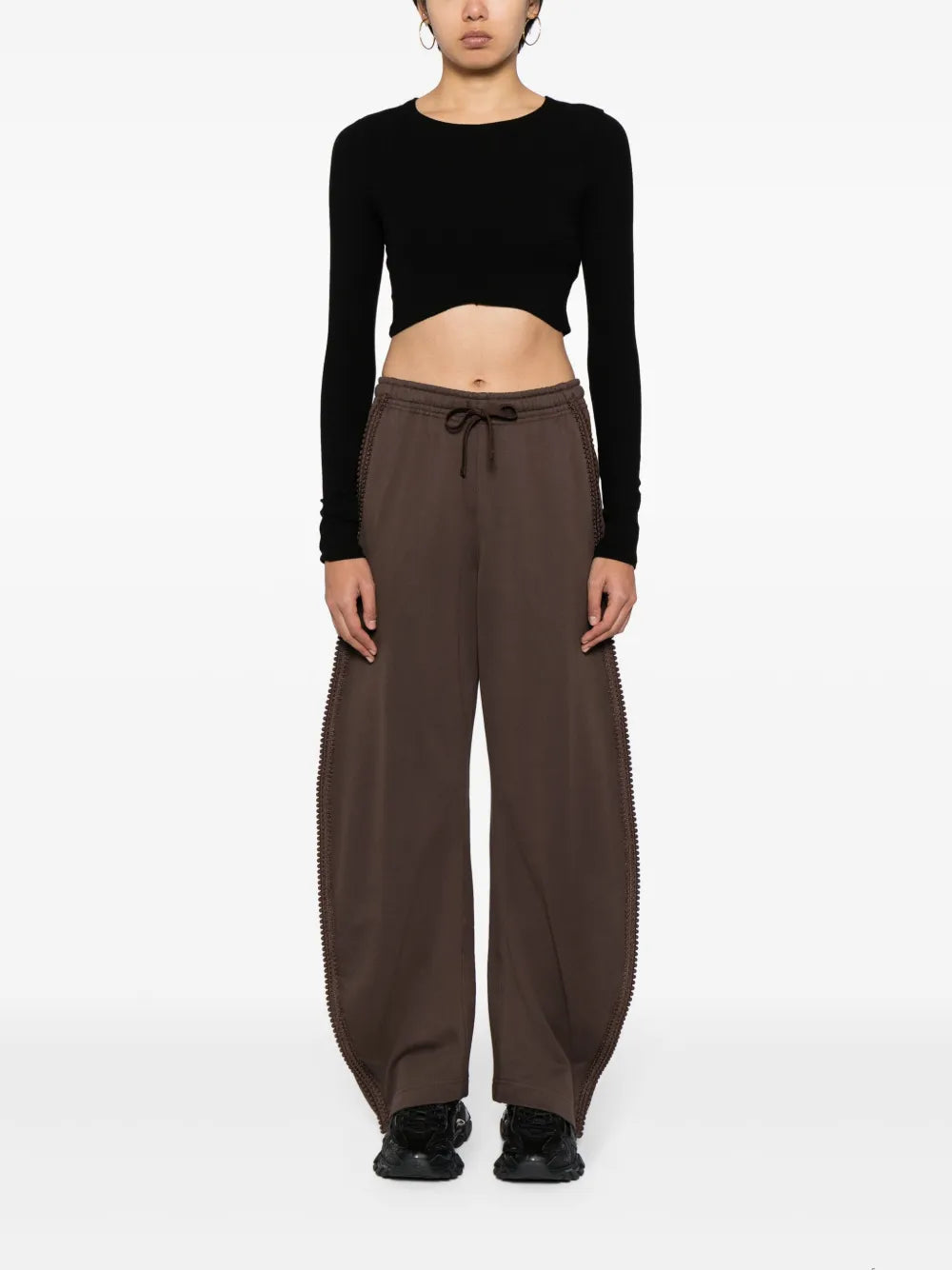 Embroidered-Trim Cotton Track Pants