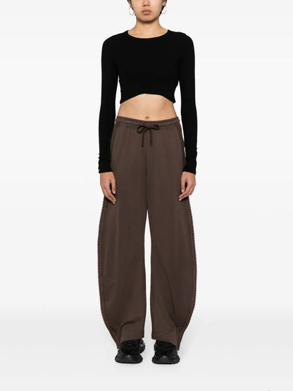 Embroidered-Trim Cotton Track Pants