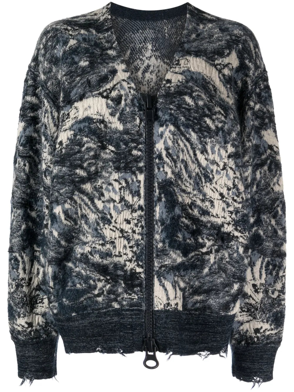 Intarsia-Knit Zip Cardigan
