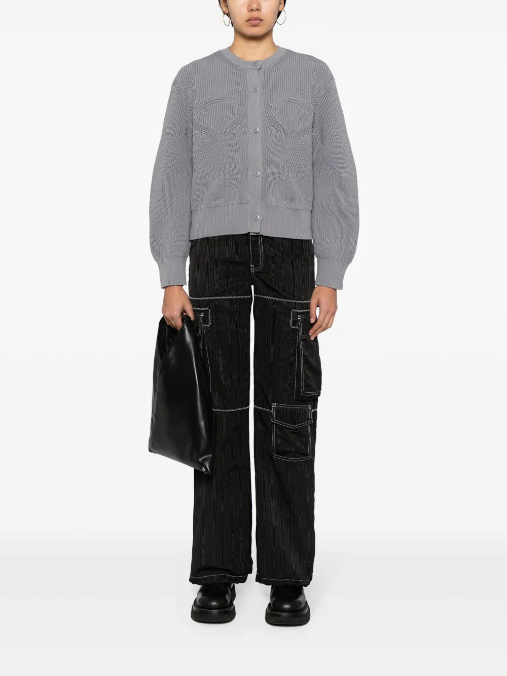 Ribbed Crew Neck Cardigan