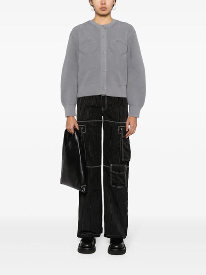 Ribbed Crew Neck Cardigan