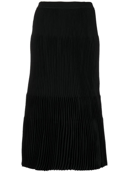 Ribbed-Knit Mid-Length Skirt