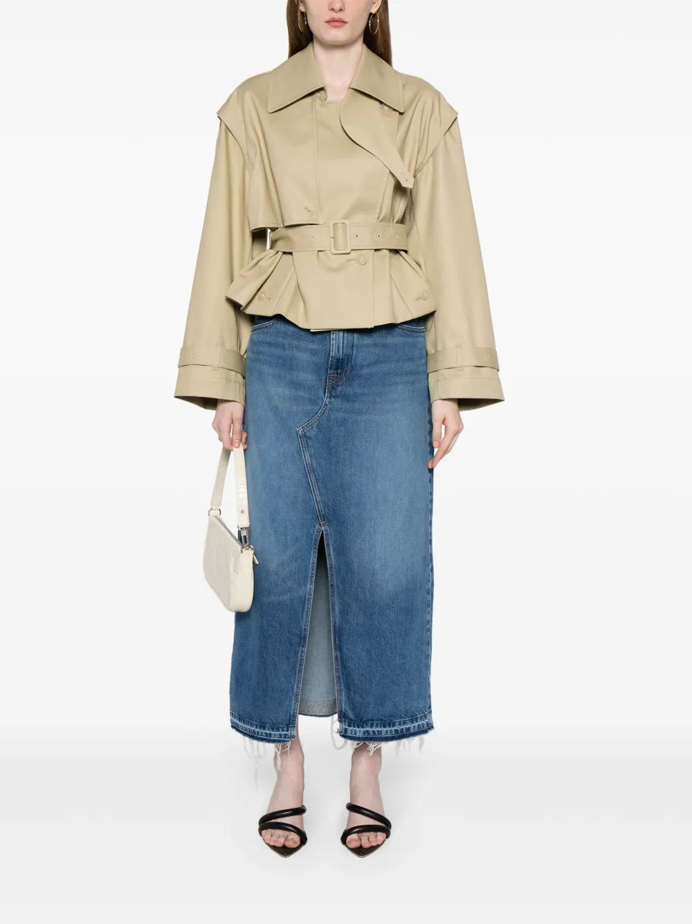 Open-Back Cropped Trench Coat