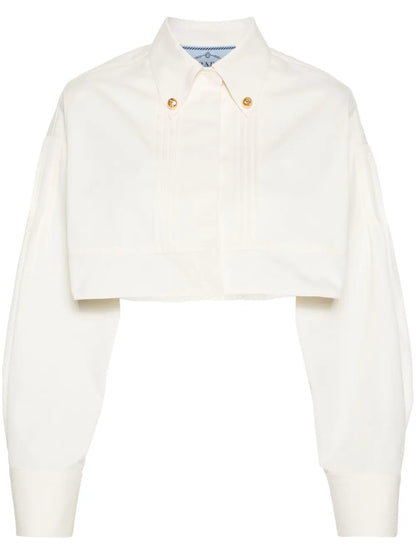 Pintuck-Detail Cropped Jacket