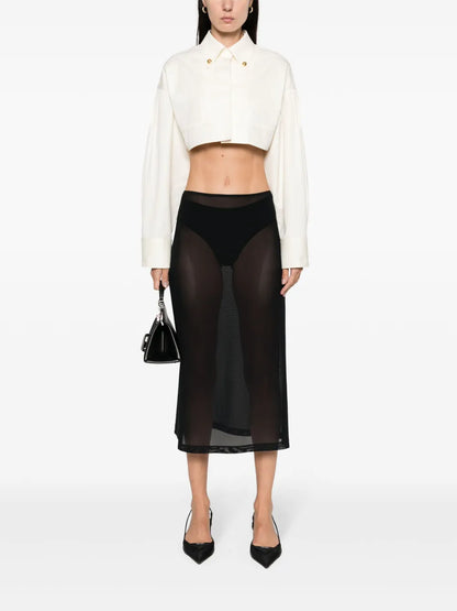 Pintuck-Detail Cropped Jacket