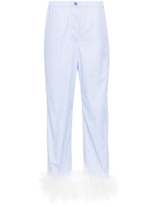 Pinstriped Straight-Leg Trousers