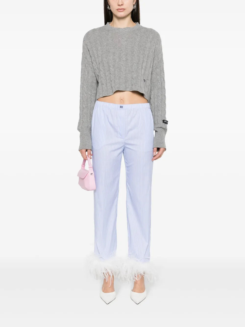 Pinstriped Straight-Leg Trousers