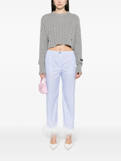 Pinstriped Straight-Leg Trousers