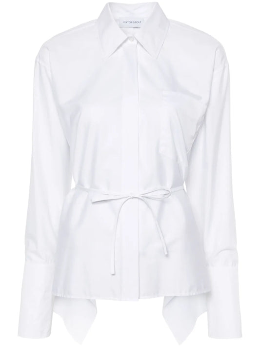 Volant Open Back Tied Shirt