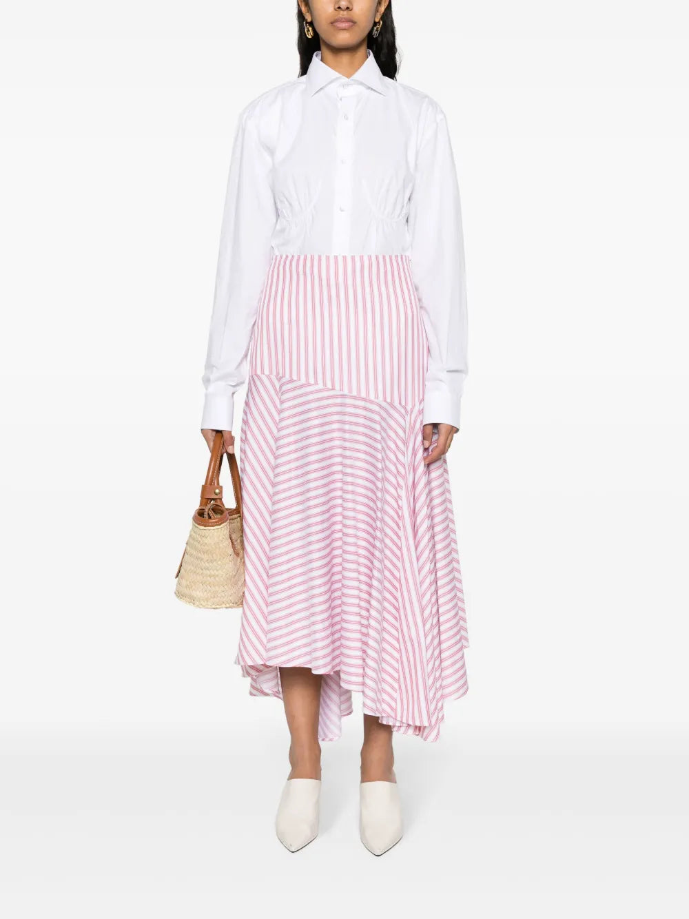 Volant Striped Asymmetric Skirt