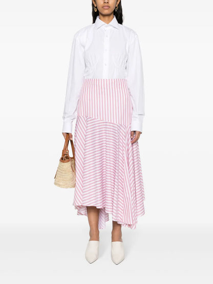 Volant Striped Asymmetric Skirt