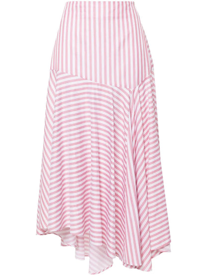 Volant Striped Asymmetric Skirt