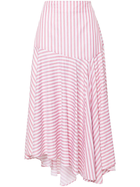 Volant Striped Asymmetric Skirt