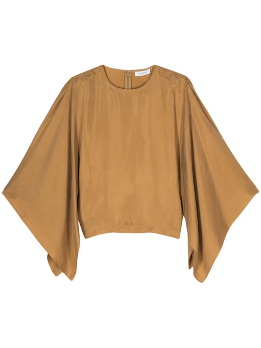 Wide Open-Sleeves Blouse