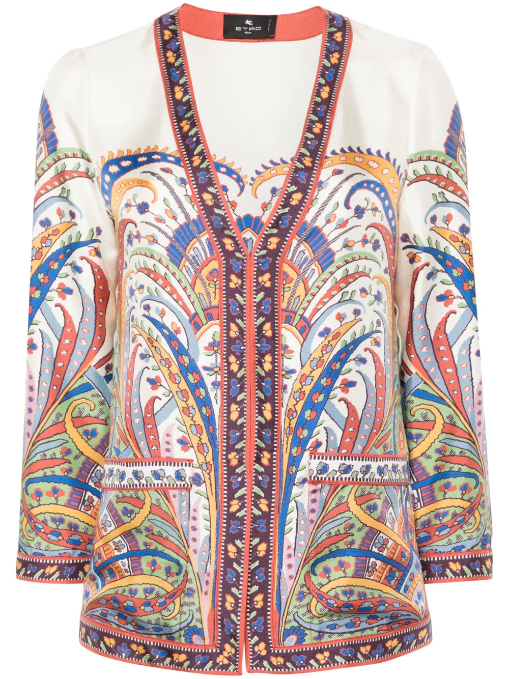 Floral-Print Silk Jacket