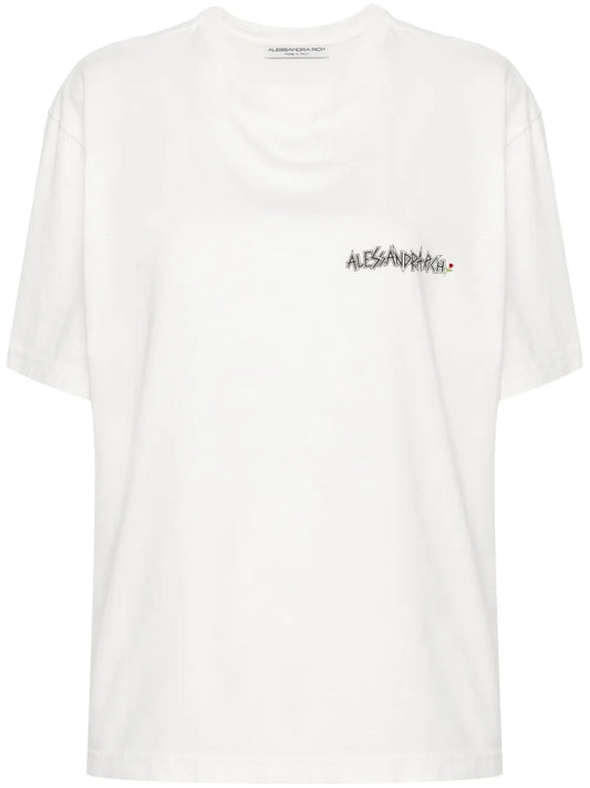 Crystal-Embellished Graphic-Print T-Shirt