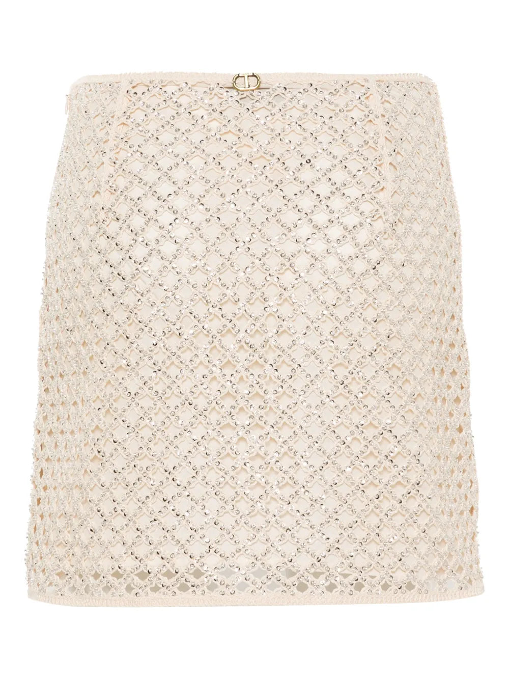 Beaded Open-Knit Miniskirt