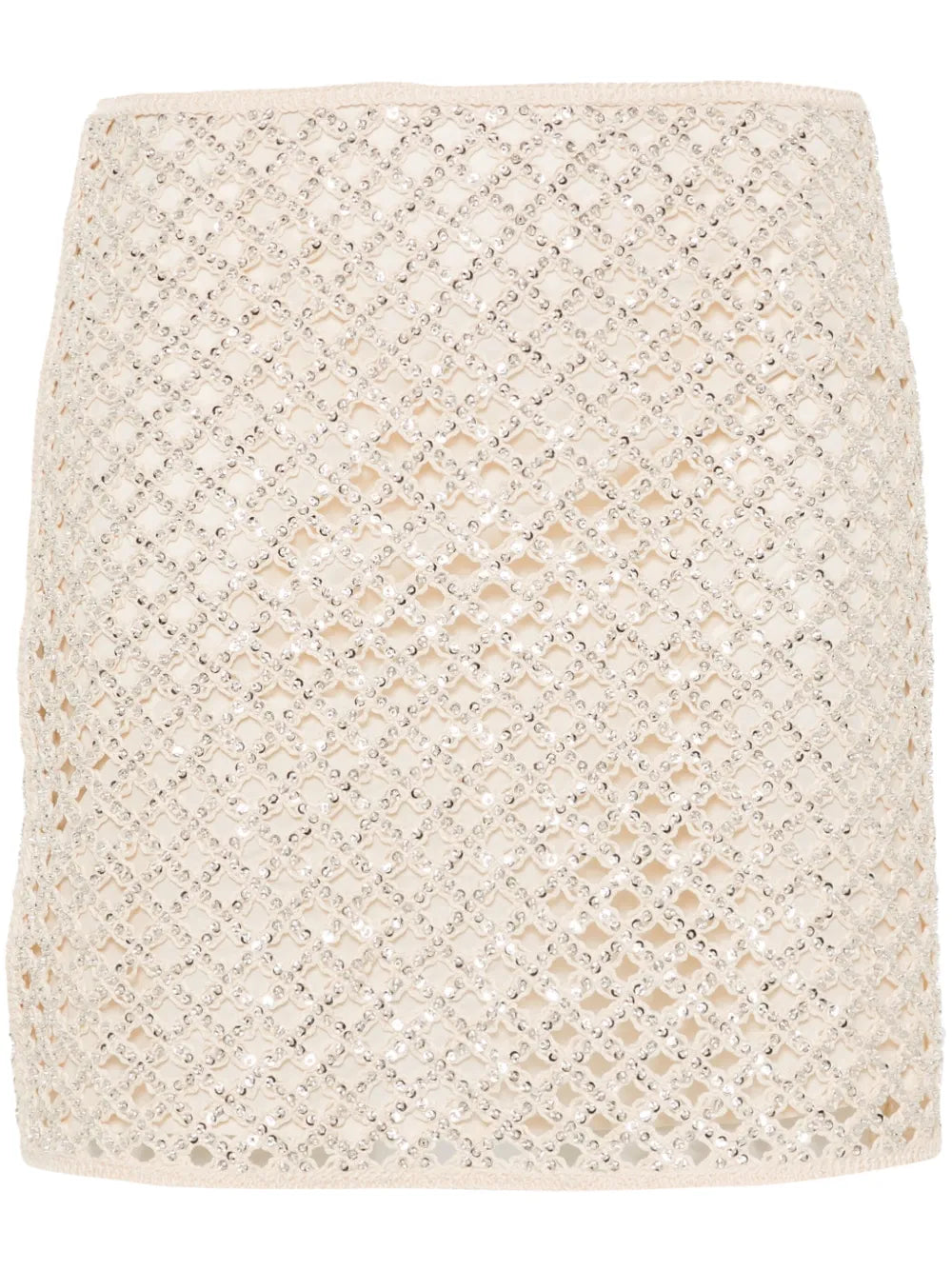 Beaded Open-Knit Miniskirt