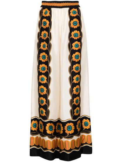 Daisy Chain Silk Palazzo Pants