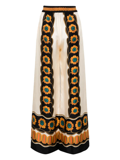 Daisy Chain Silk Palazzo Pants