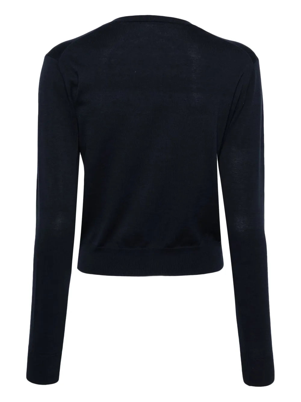 Crew-Neck Fine-Knit Cardigan