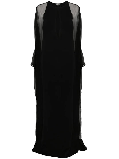 Semi-Sheer-Panelled Maxi Dress
