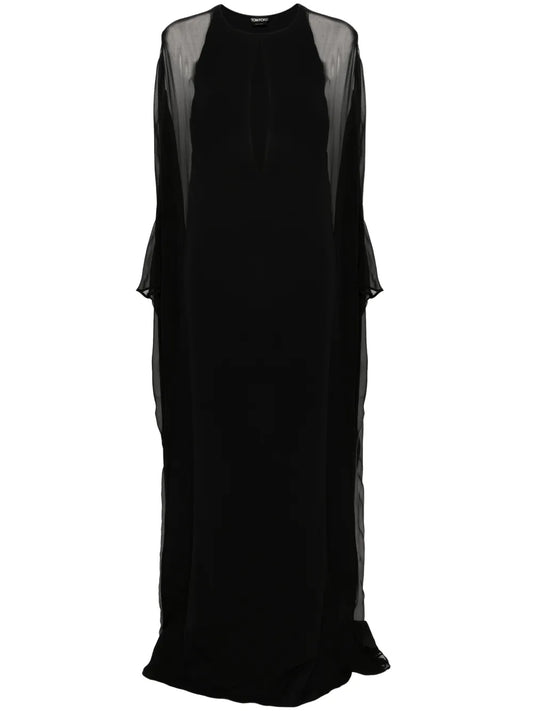 Semi-Sheer-Panelled Maxi Dress