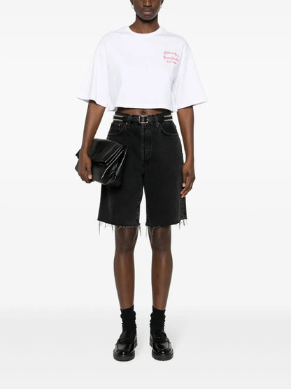 Logo-Print Cropped T-Shirt