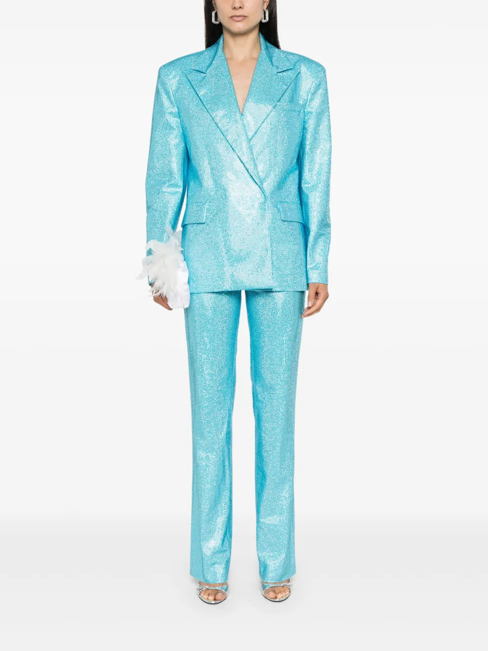 Rhinestone-Embellished Double-Breasted Blazer