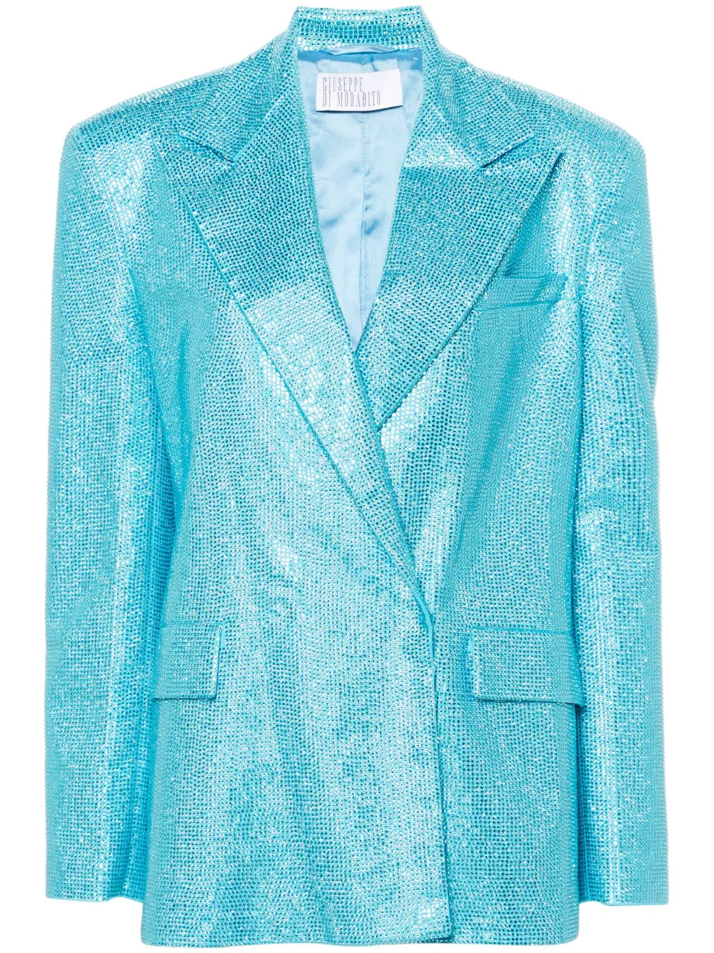 Rhinestone-Embellished Double-Breasted Blazer
