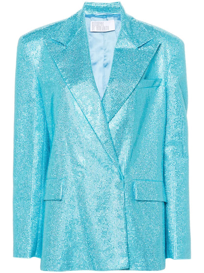 Rhinestone-Embellished Double-Breasted Blazer