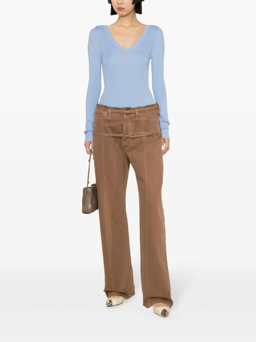 V-Neck Ribbed-Knit Jumper