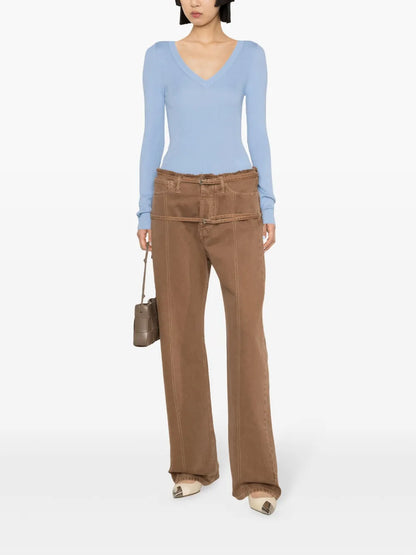 V-Neck Ribbed-Knit Jumper