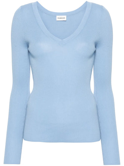 V-Neck Ribbed-Knit Jumper