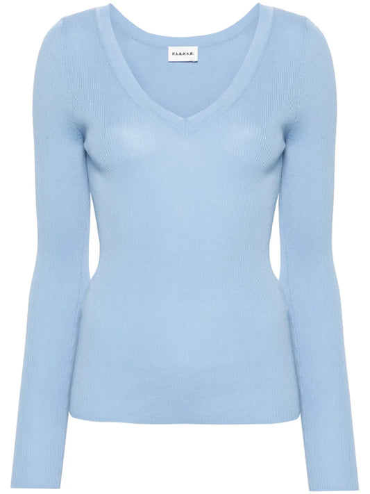 V-Neck Ribbed-Knit Jumper