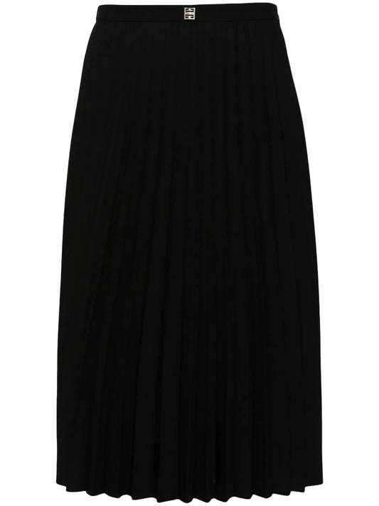 4G-Plaque Pleated Midi Skirt