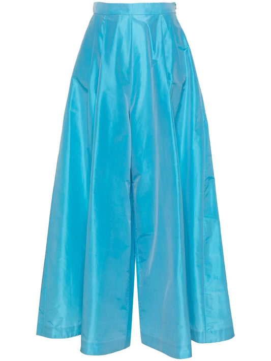 Mid-Rise Taffeta Palazzo Trousers