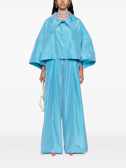 Mid-Rise Taffeta Palazzo Trousers