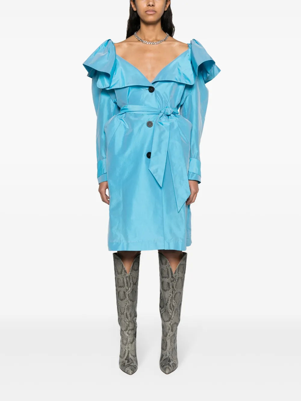 Belted Taffeta Trench Coat