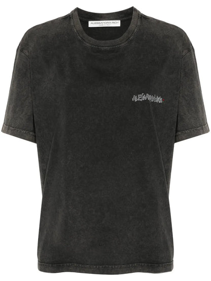 Crystal-Embellished Graphic-Print T-Shirt