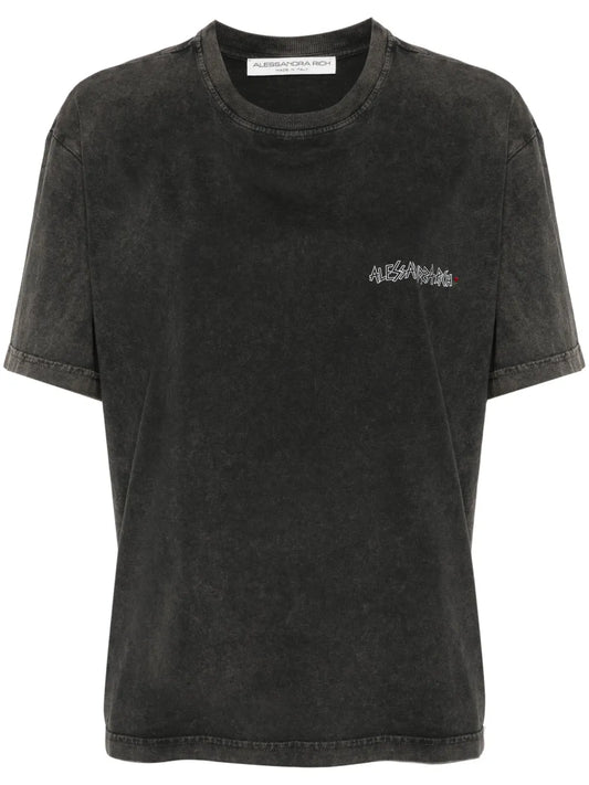 Crystal-Embellished Graphic-Print T-Shirt