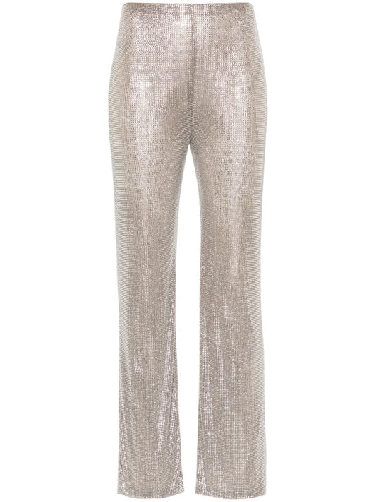 Rhinestone-Embellished Straight Trousers