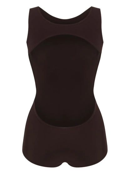Logo-Print Open-Back Swimsuit
