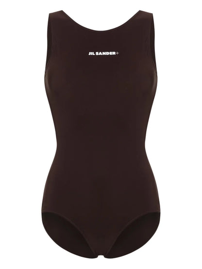 Logo-Print Open-Back Swimsuit