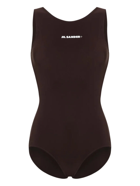 Logo-Print Open-Back Swimsuit