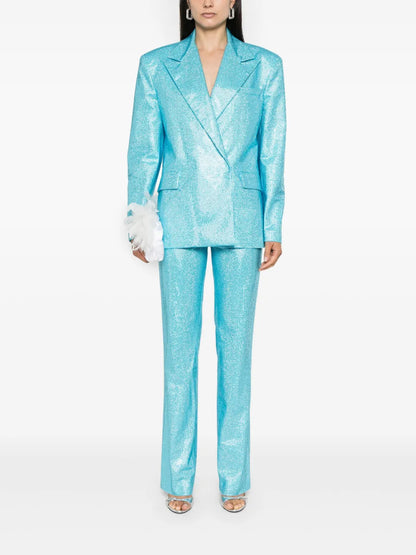 Rhinestone-Embellished Straight Trousers