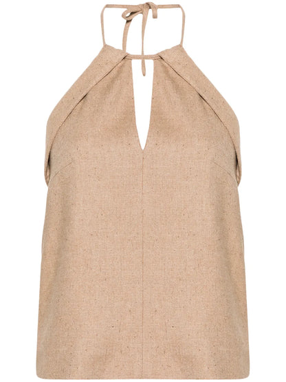 V-Neck Halterneck Top